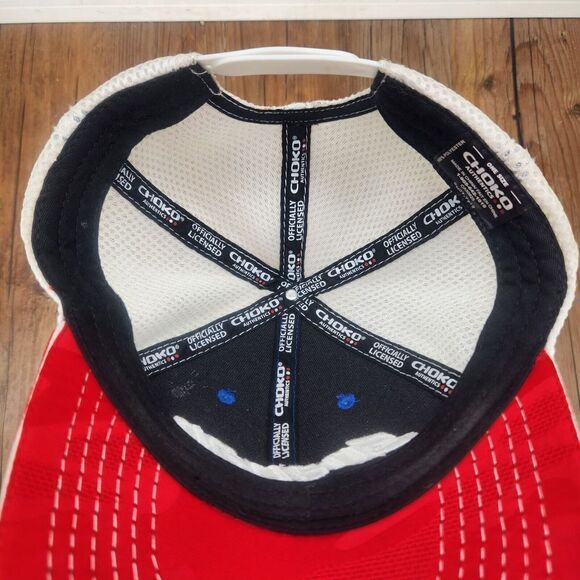 Choko Snap-On Hat Cap Snapback Red White Blue USA Mesh Tools Mens Dad Authentics - Picture 9 of 10